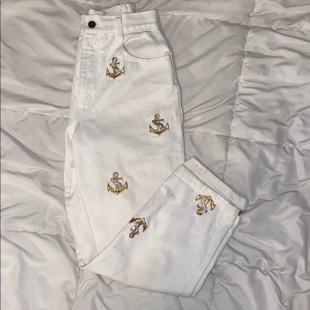 Vintage high waisted white anchor pants